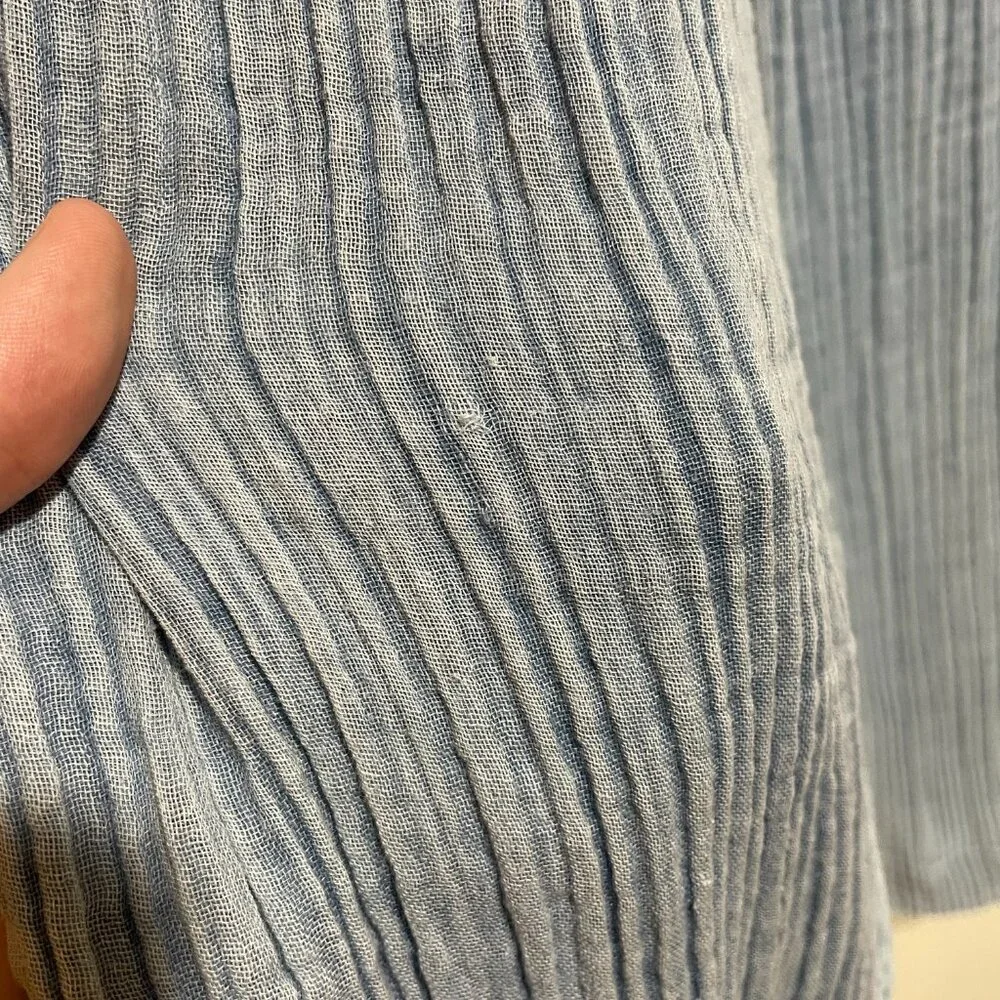 Faherty Dream Cotton Gauze Wide Leg Pant Light Indigo Wash - Picture 6 of 15